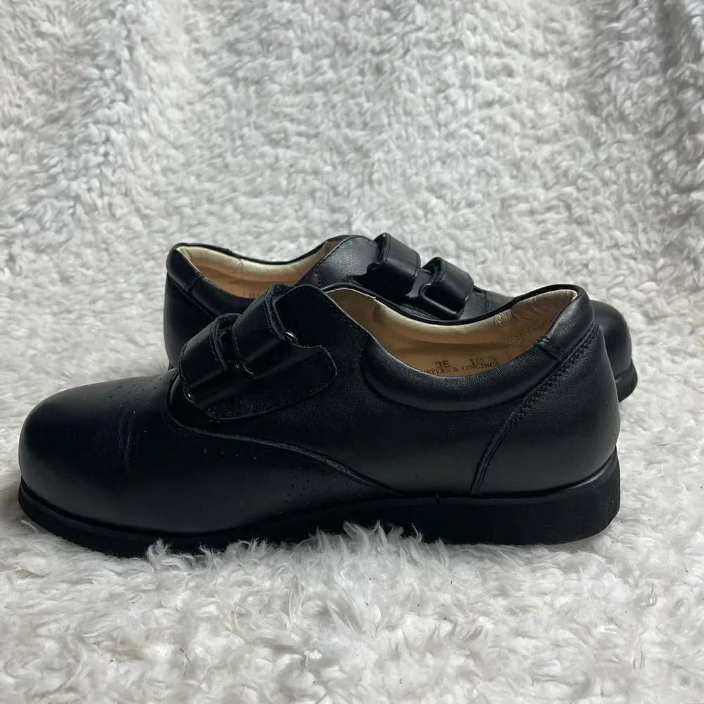 Mt.Emey Double VStraps Black Leather Men Therapeutic Shoes Size10.5.